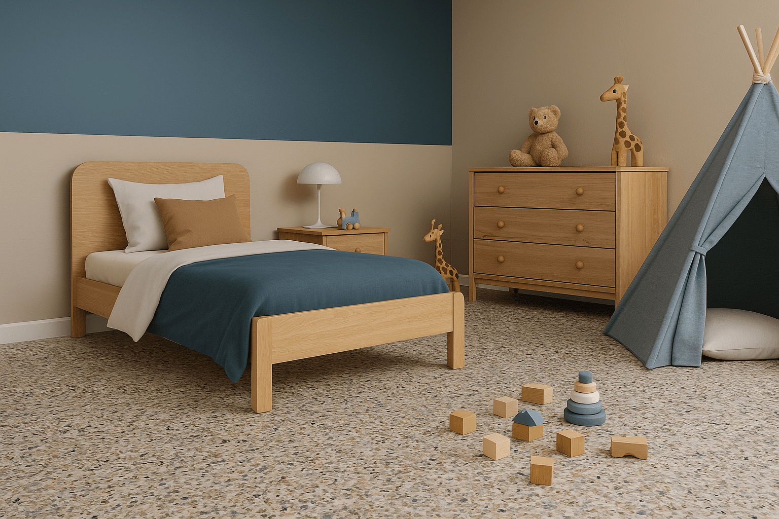 chambre-denfant-moderne-et-lumineuse-1-1 alt="Terrazzo finish Armadillo by B.Protek"