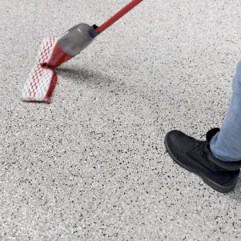 alt="cleaning outside polyaspartic floor"